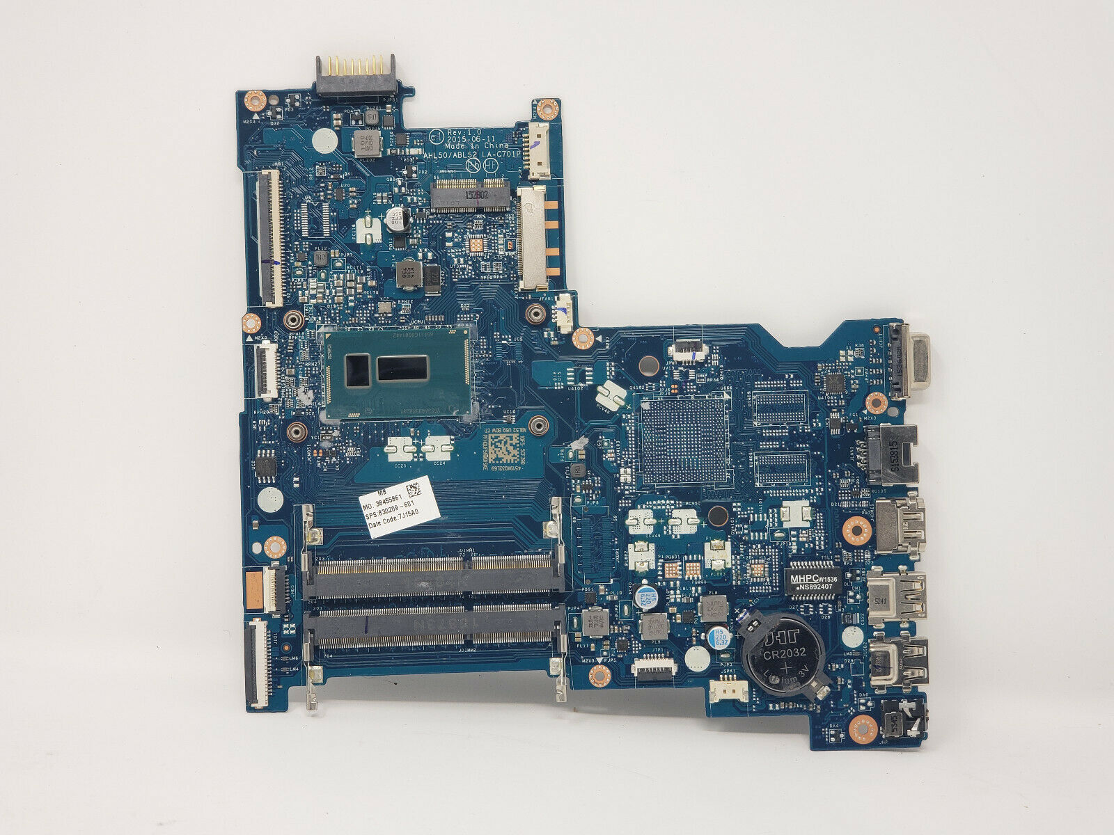 HP 250 G4 Laptop Motherboard w/ Intel i5-5200U 2.2Ghz CPU HP Part # 830209-601 Brand: HP Compatible CPU Br - Click Image to Close